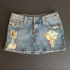 y2k patchwork denim mini skirt!